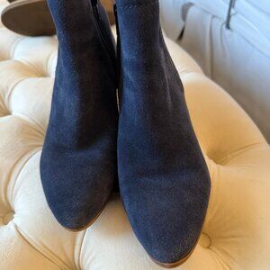 Blue suede ankle boots